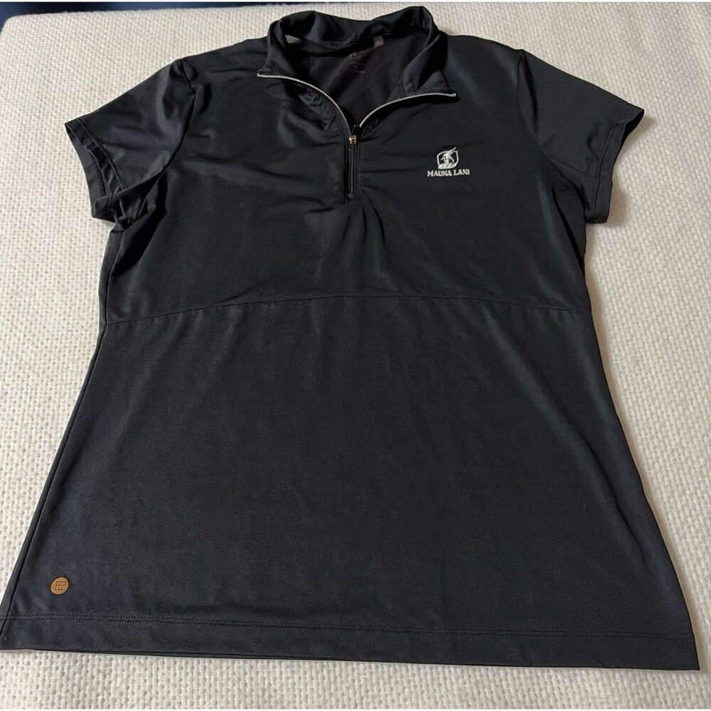 EP Pro Mauna Lani Resort Black Short Sleeve 1/4 Zip Golf Polo Shirt Women's M